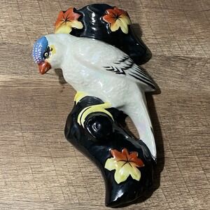 VTG MCM Parrot Wall Pocket Vase Decor Lusterware Japan 1940's Iridescent Bird